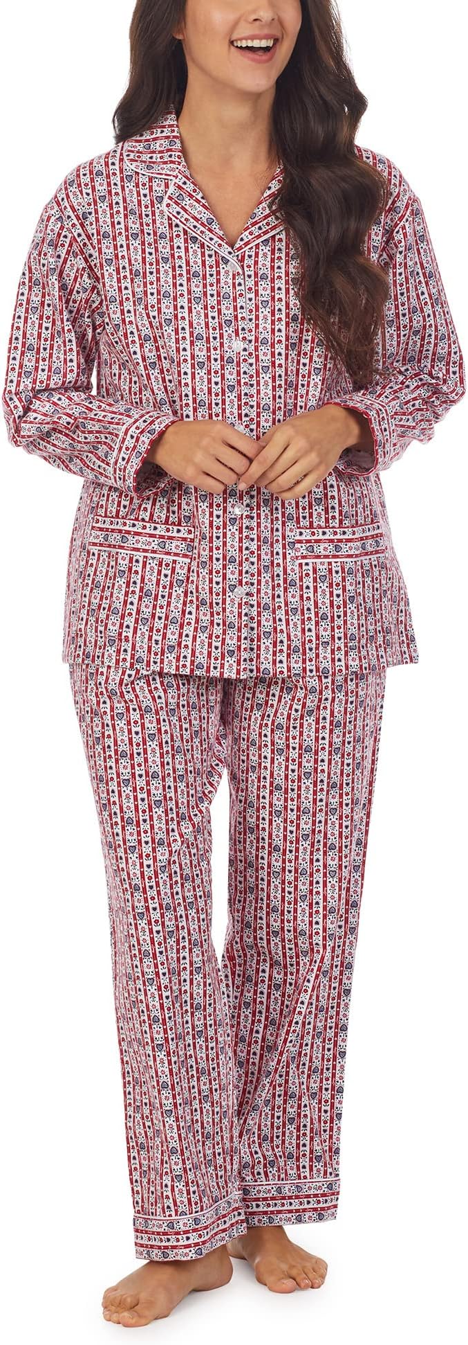 Классический фланелевой пижамный комплект с воротником-стойкой Lanz of Salzburg, цвет Classic Red Tyroleans