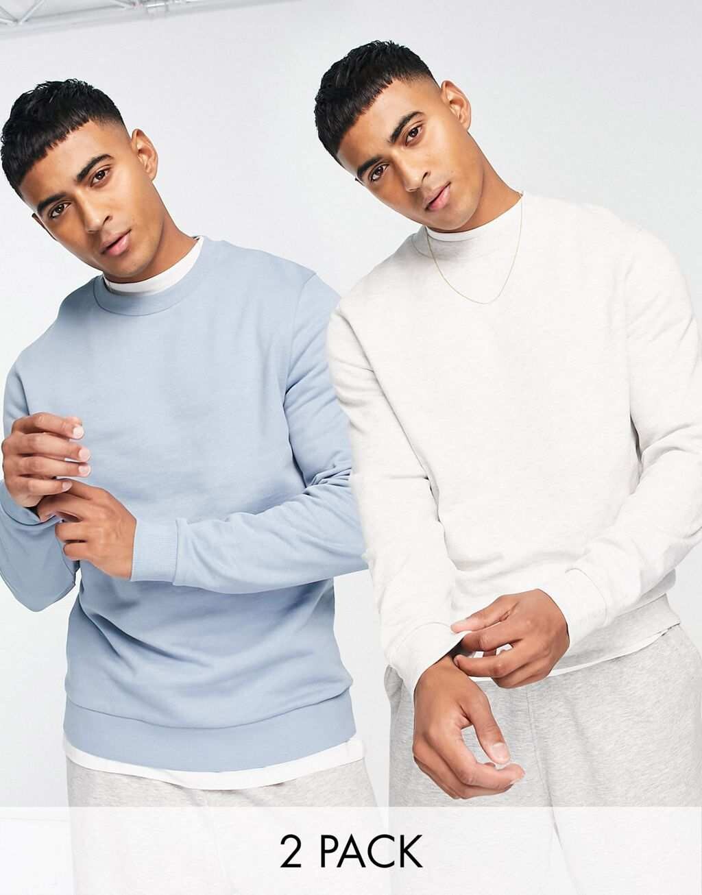 

Набор из двух свитшотов синего/белого цвета ASOS DESIGN