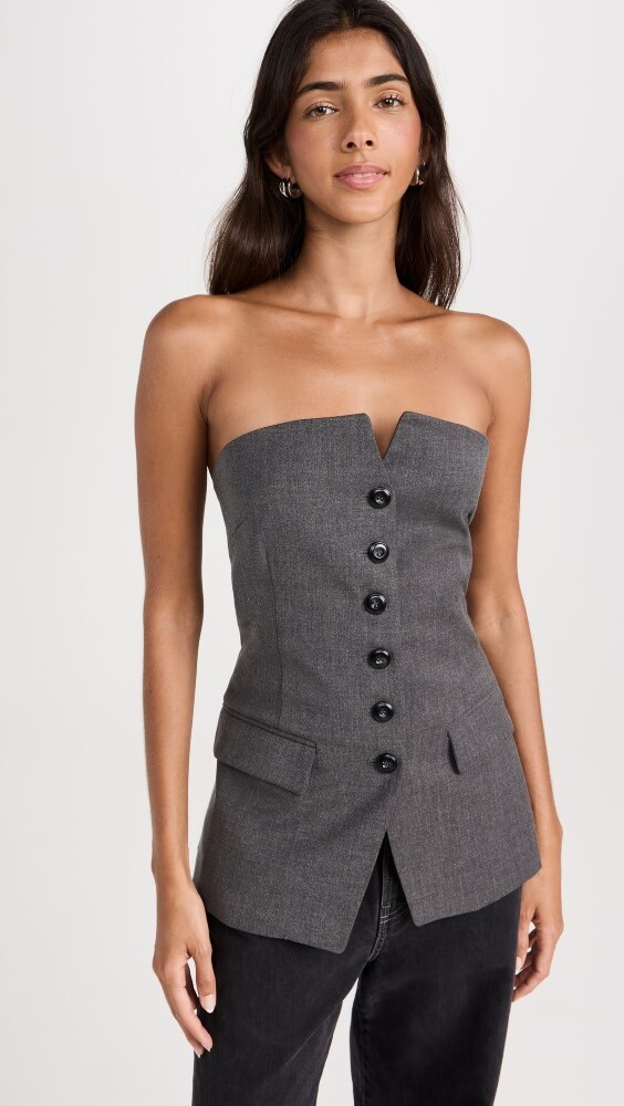 

Топ Pixie Market Button Strapless, серый