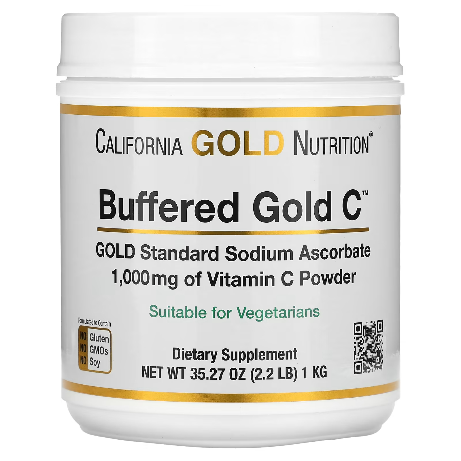 California Gold Nutrition Буферизованный некислотный порошок витамина С Gold C с аскорбатом натрия, 2,2 фунта (1 кг)