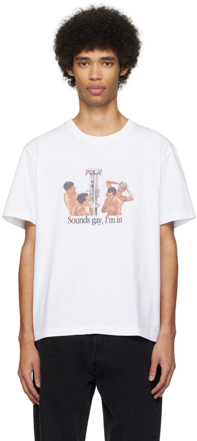 

Белая футболка с надписью «Sounds Gay, I'm In» Carne Bollente