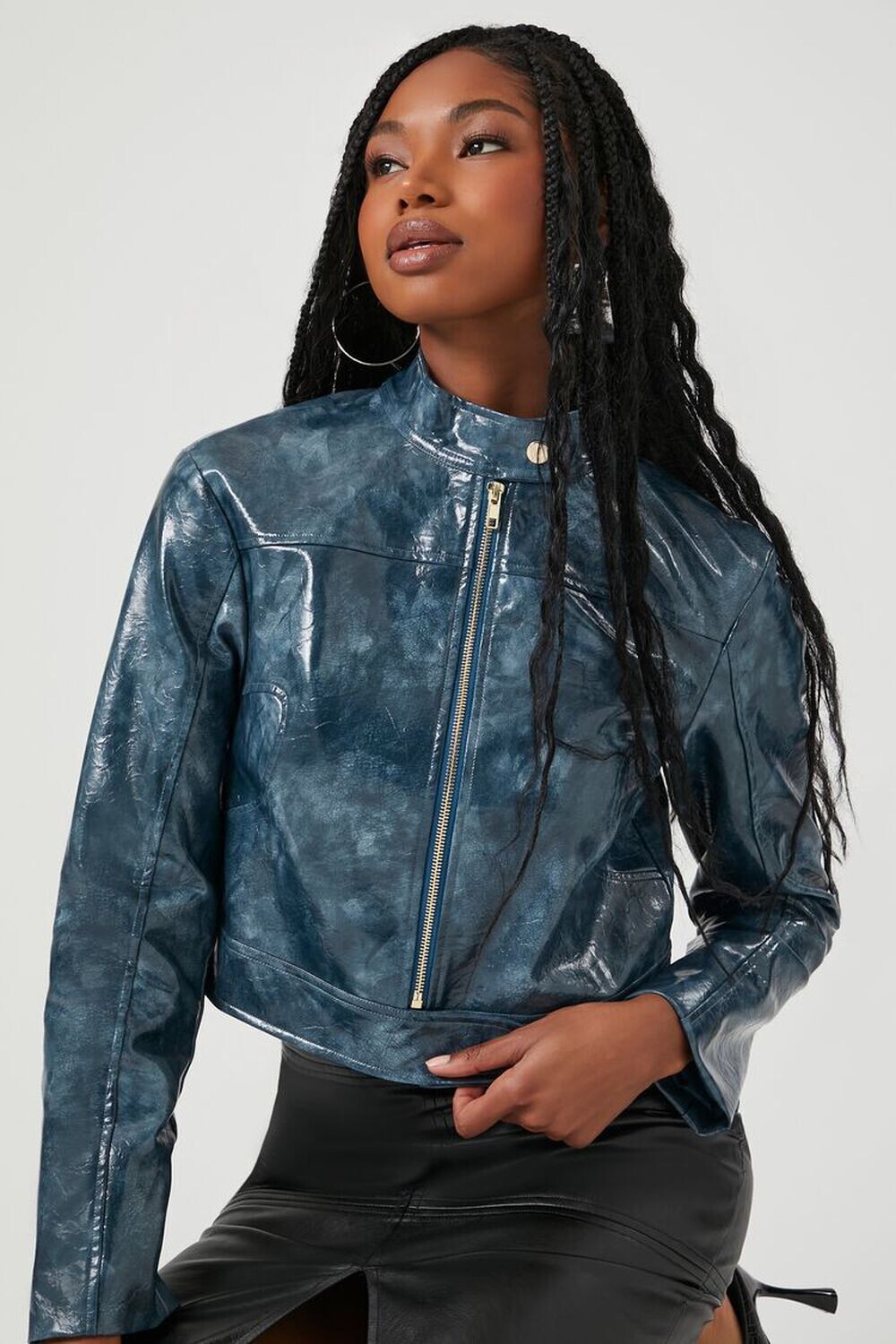 

Мотоциклетная куртка из искусственной кожи Forever 21, синий