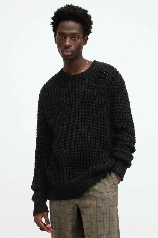 ILLUND хлопковый свитер AllSaints, черный