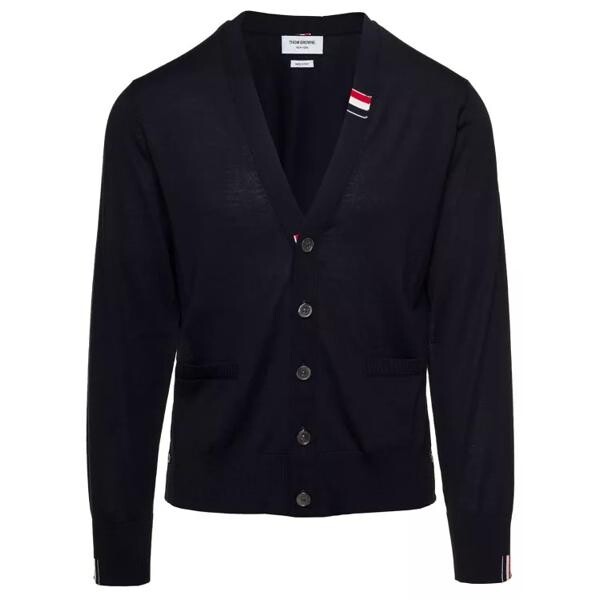 

Кардиган overisze cardigan with tricolor band in wool Thom Browne, черный