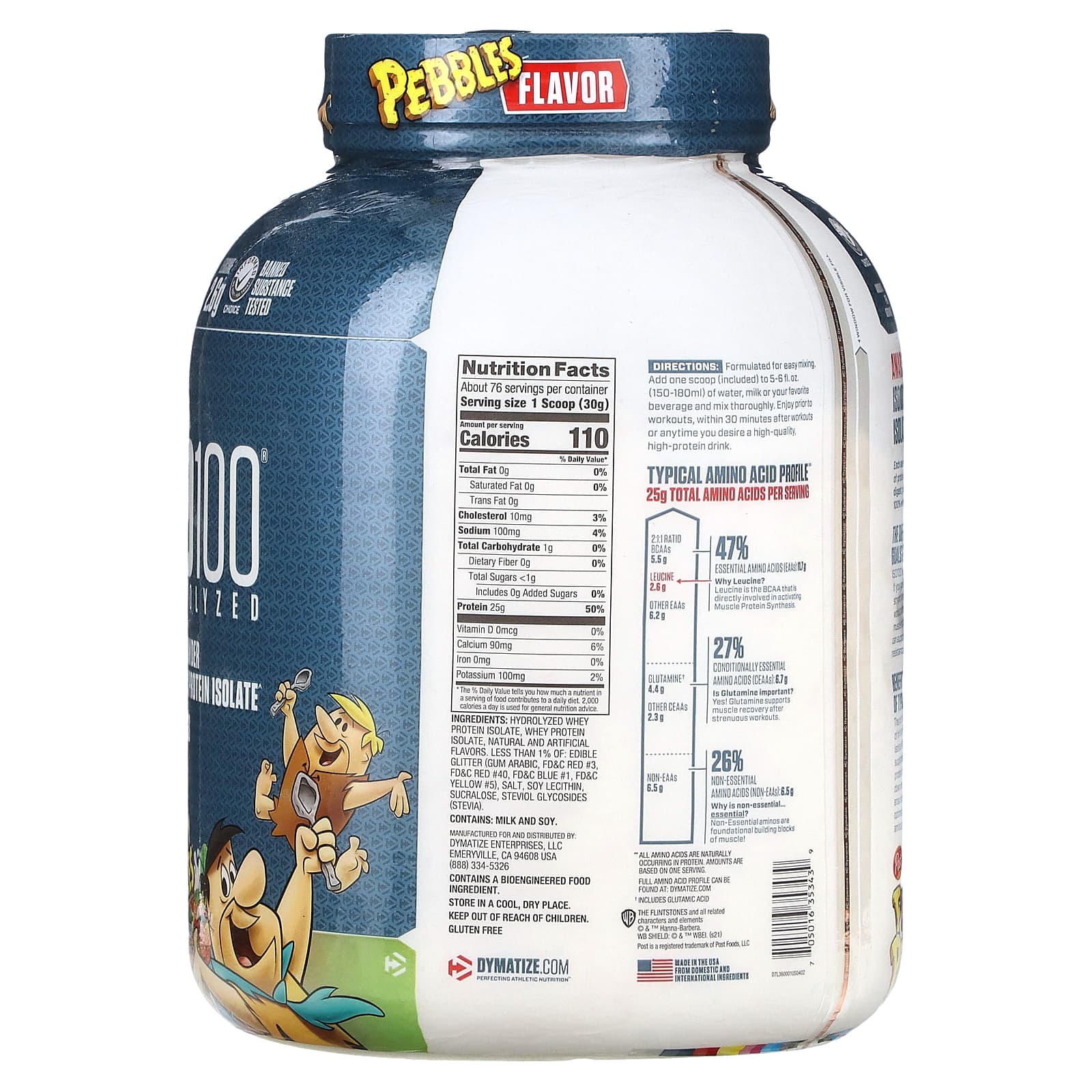Dymatize Nutrition ISO100 Hydrolyzed 100% Whey Protein Isolate Fruity Pebbles 5 lb (2.3 kg) dymatize nutrition all 9 amino сочный арбуз 450 г 15 87 унции