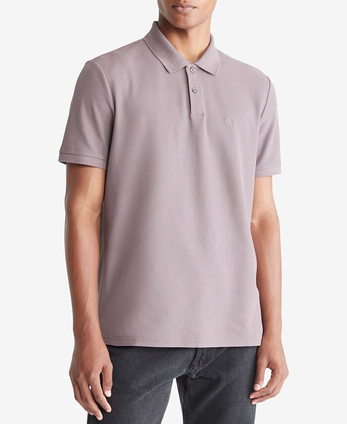 

Мужская однотонная футболка-поло из пике Calvin Klein, цвет Sparrow