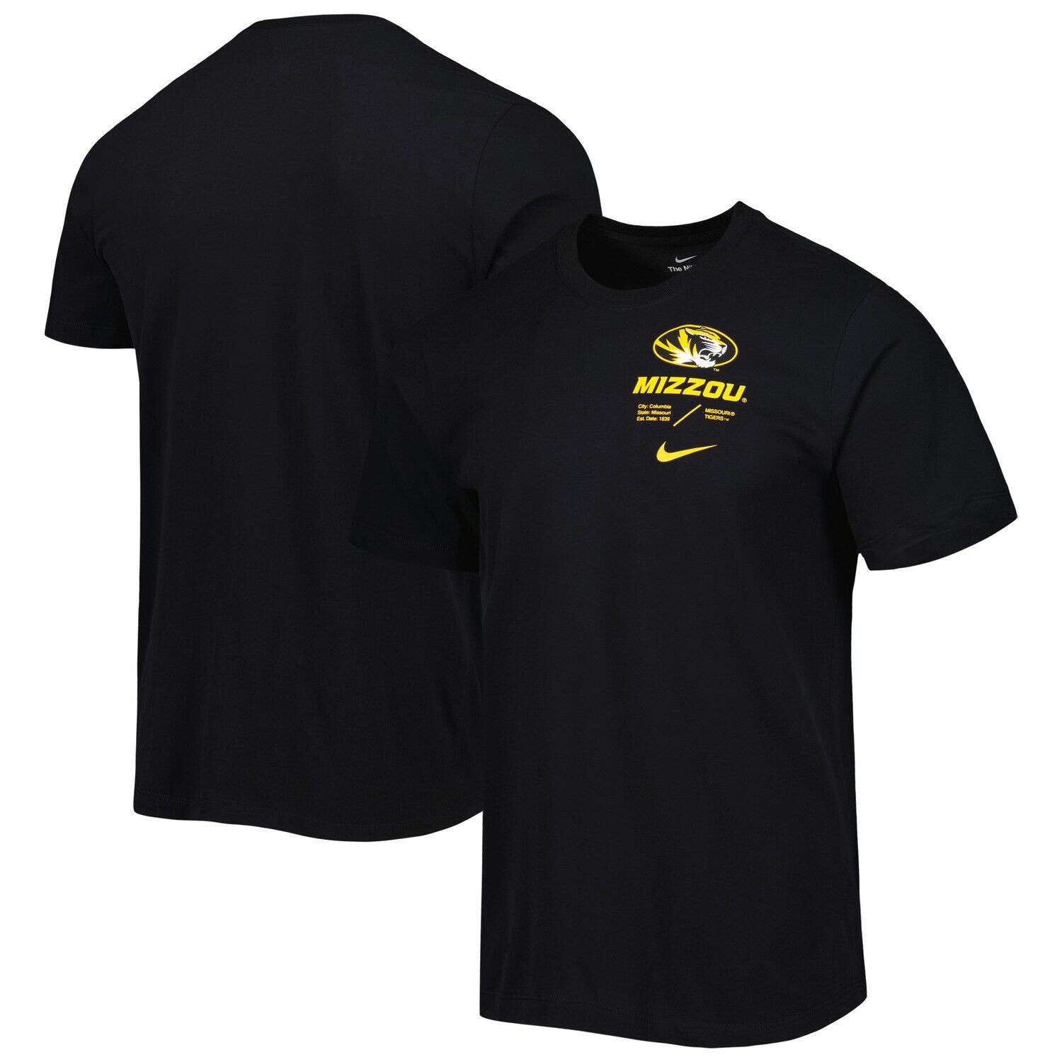 

Мужская черная футболка Missouri Tigers Team Practice Performance Performance Nike, Черный