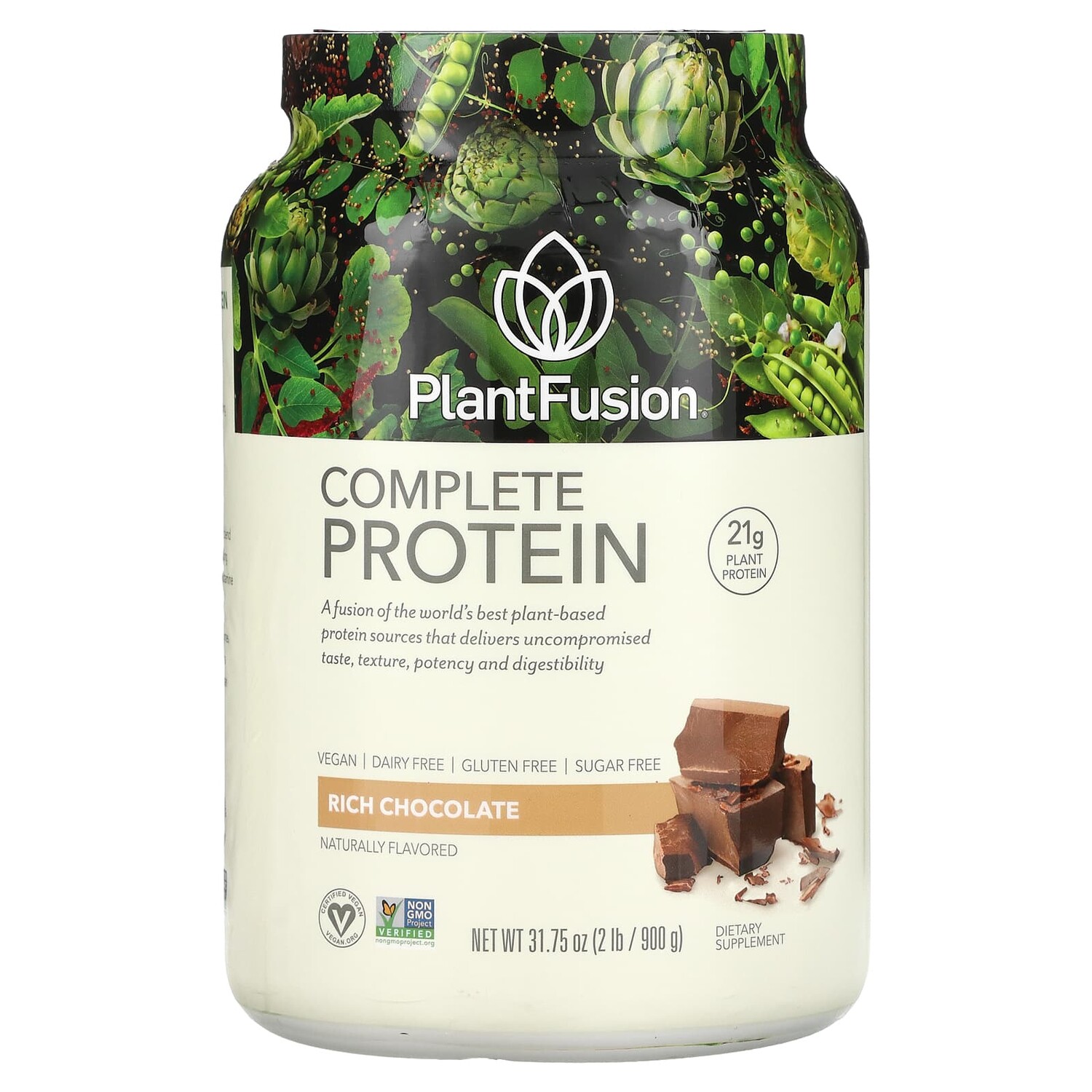 

Complete Protein, насыщенный шоколад, 900 г (2 фунта), PlantFusion