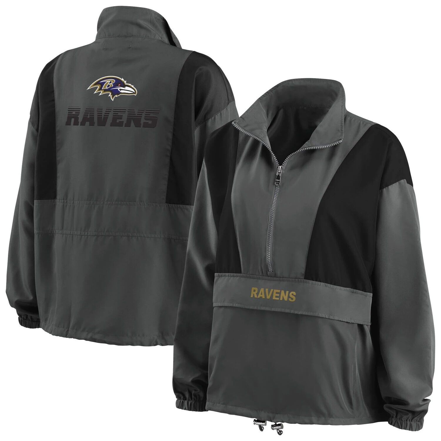 

Женская одежда Erin Andrews Темно-угольная складная куртка Baltimore Ravens Popover с молнией до половины