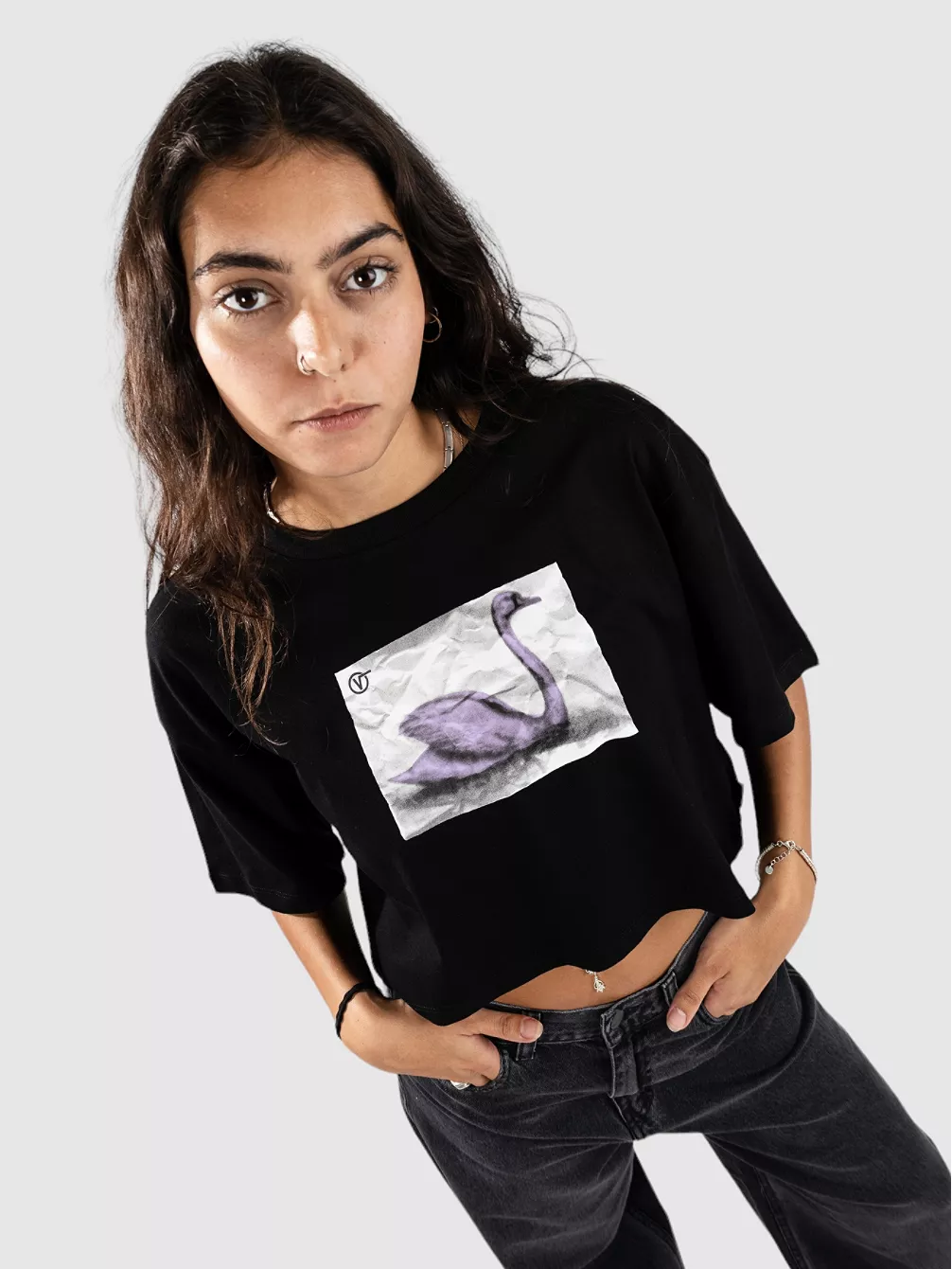 Укороченная футболка Swan Ss Relax Vans, черный
