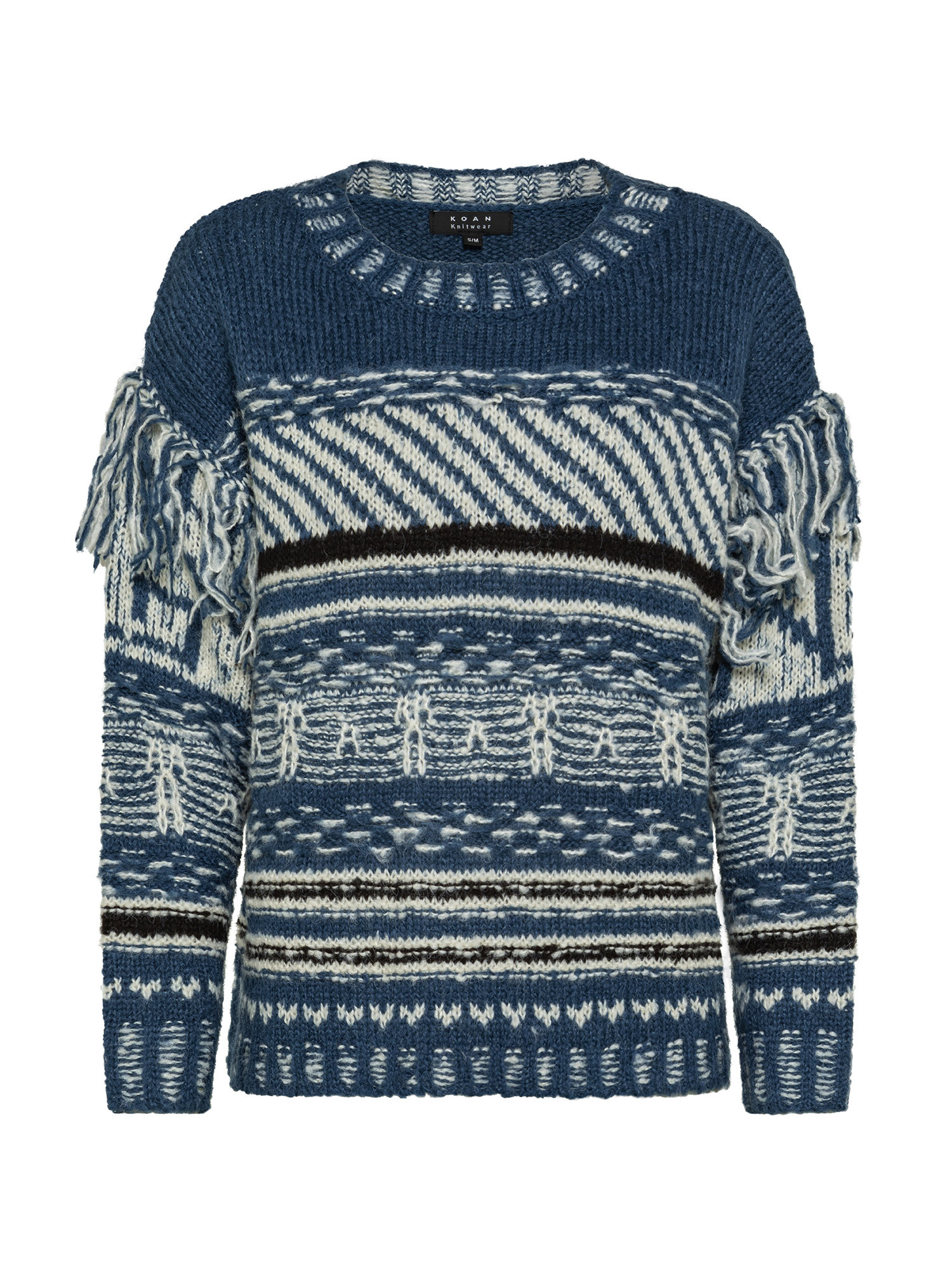 Koan Collection свитер с круглым вырезом в этническом стиле, бледно-синий пуловер с круглым вырезом из трикотажа с витым узором