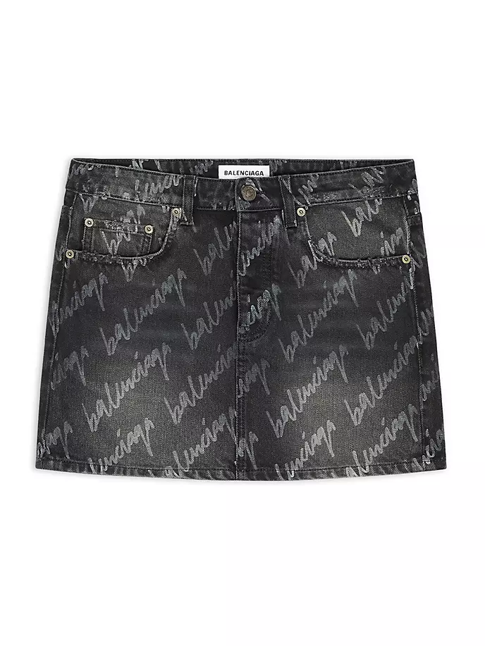 

Мини-юбка с низкой талией и логотипом Allover Balenciaga, черный