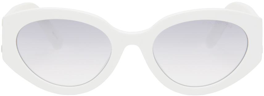 солнцезащитные очки 100% белый мультиколор Белые солнцезащитные очки «кошачий глаз» Marc Jacobs