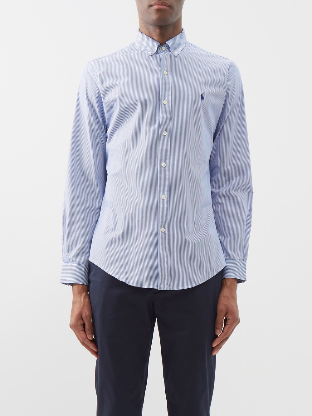 цена Рубашка приталенного кроя в полоску из хлопкового поплина Polo Ralph Lauren, синий