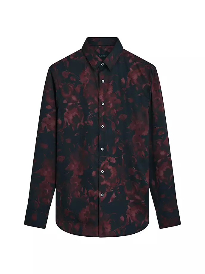 Рубашка на пуговицах с абстрактным рисунком Julian Bugatchi, цвет burgundy цена и фото