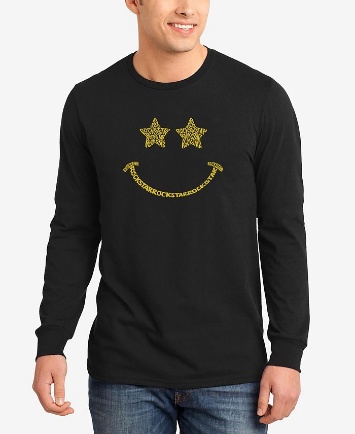 Мужская футболка с длинным рукавом Rockstar Smiley Word Art LA Pop Art, черный женская футболка кот рок звезда s белый