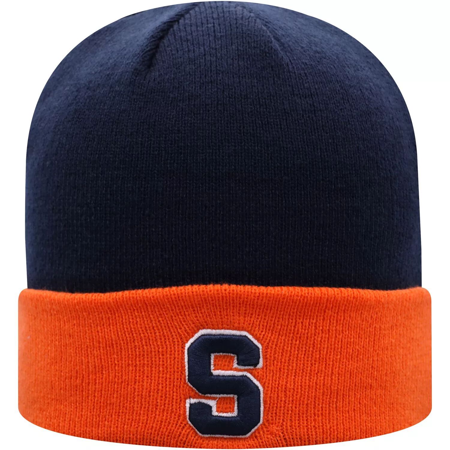 Мужская двухцветная вязаная шапка с манжетами Top of the World Navy/Orange Syracuse Orange Core