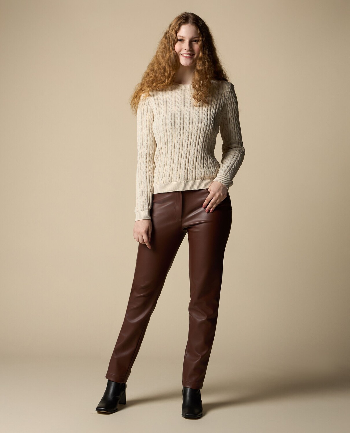 

Женские брюки из экокожи NICE&CHIC, темно-коричневый