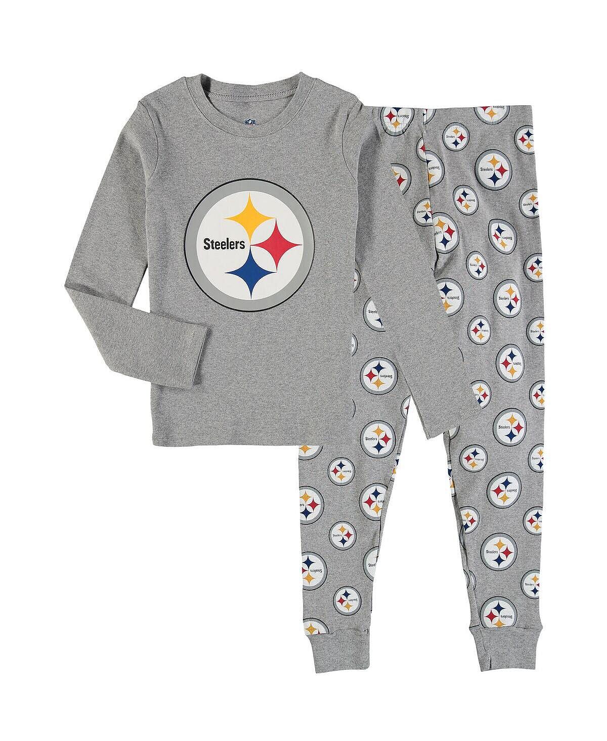 

Серая футболка и штаны для сна с длинными рукавами и брюками Pittsburgh Steelers унисекс для дошкольников и малышей Outerstuff