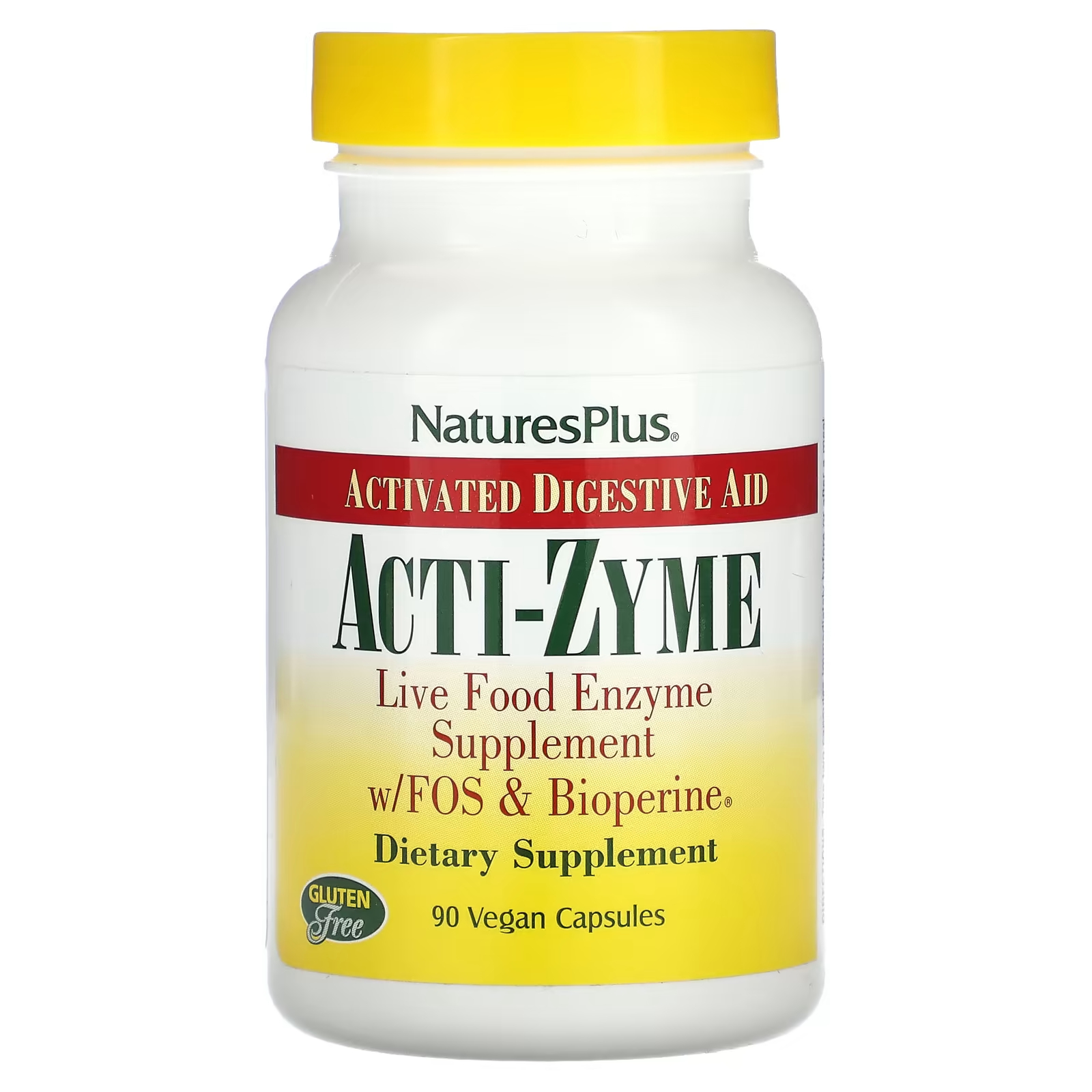 Пищевая добавка NaturesPlus Acti-Zyme активированная помощь пищеварению, 90 веганских капсул