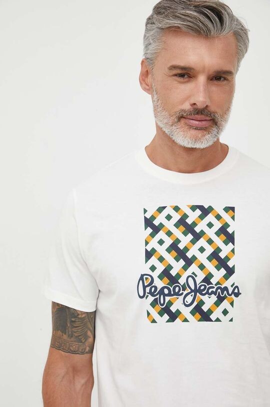 

Хлопковая футболка WARREN Pepe Jeans, бежевый