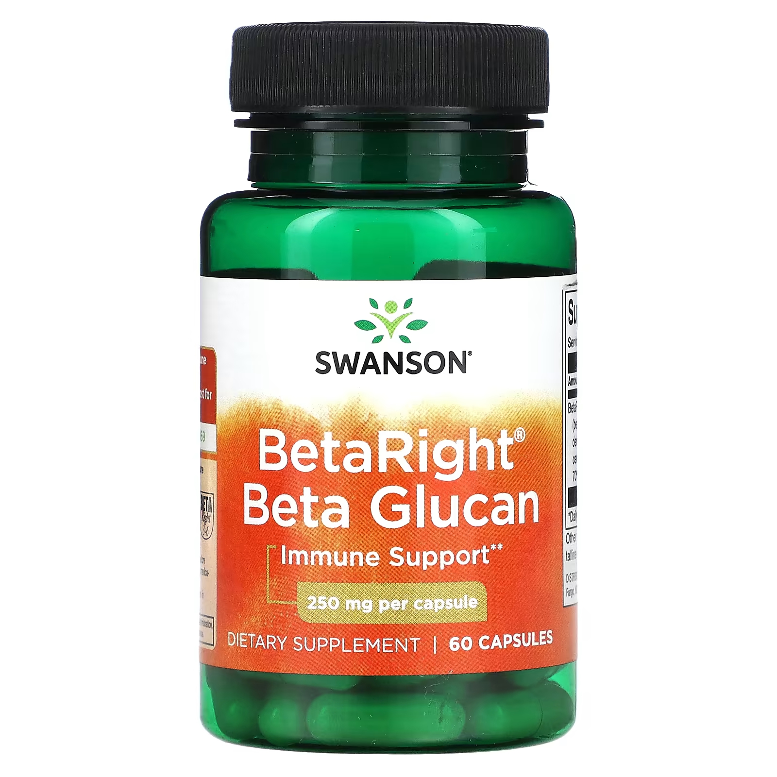 Бета-глюкан Swanson BetaRight 250 мг, 60 капсул swanson бета ситостерол 60 капсул