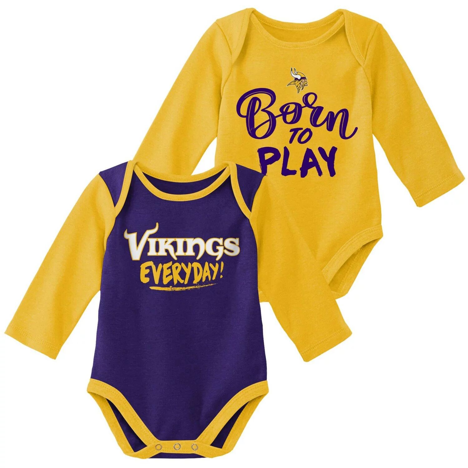 

Набор из двух боди с длинными рукавами Minnesota Vikings Little Player золотого/фиолетового цвета для новорожденных и младенцев Outerstuff