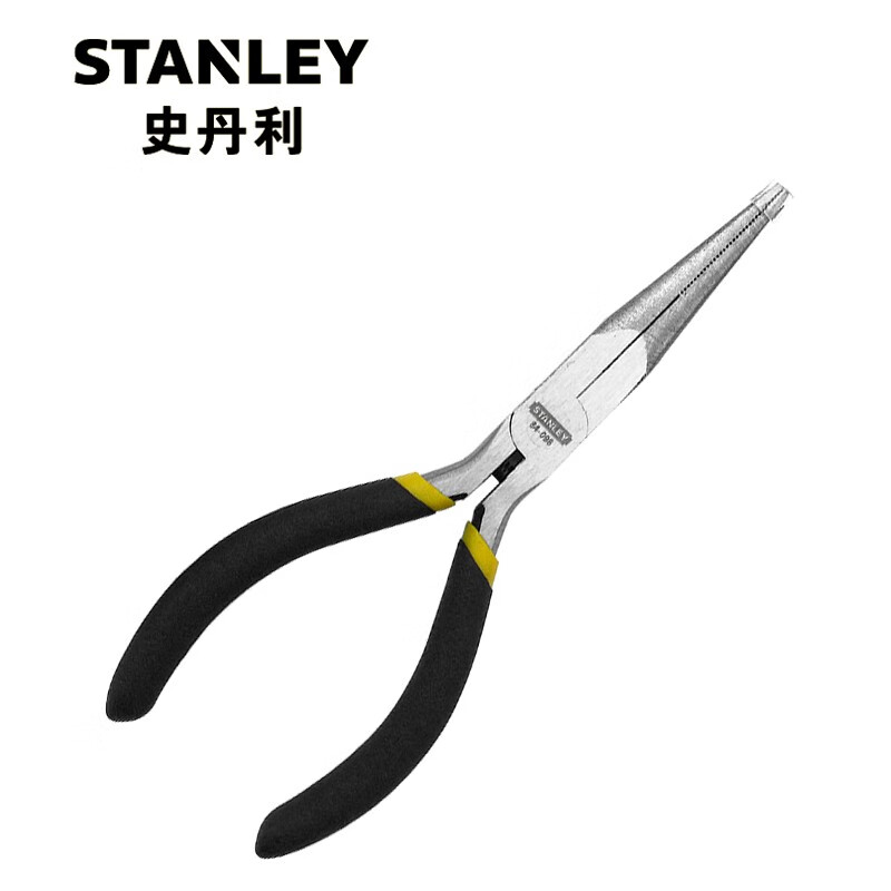 Плоскогубцы Stanley с игольчатыми носами, черная ручка, кованая углеродистая сталь, прочные и долговечные, 5-дюймовые мини-плоскогубцы с игольчатыми носами 84-096-23