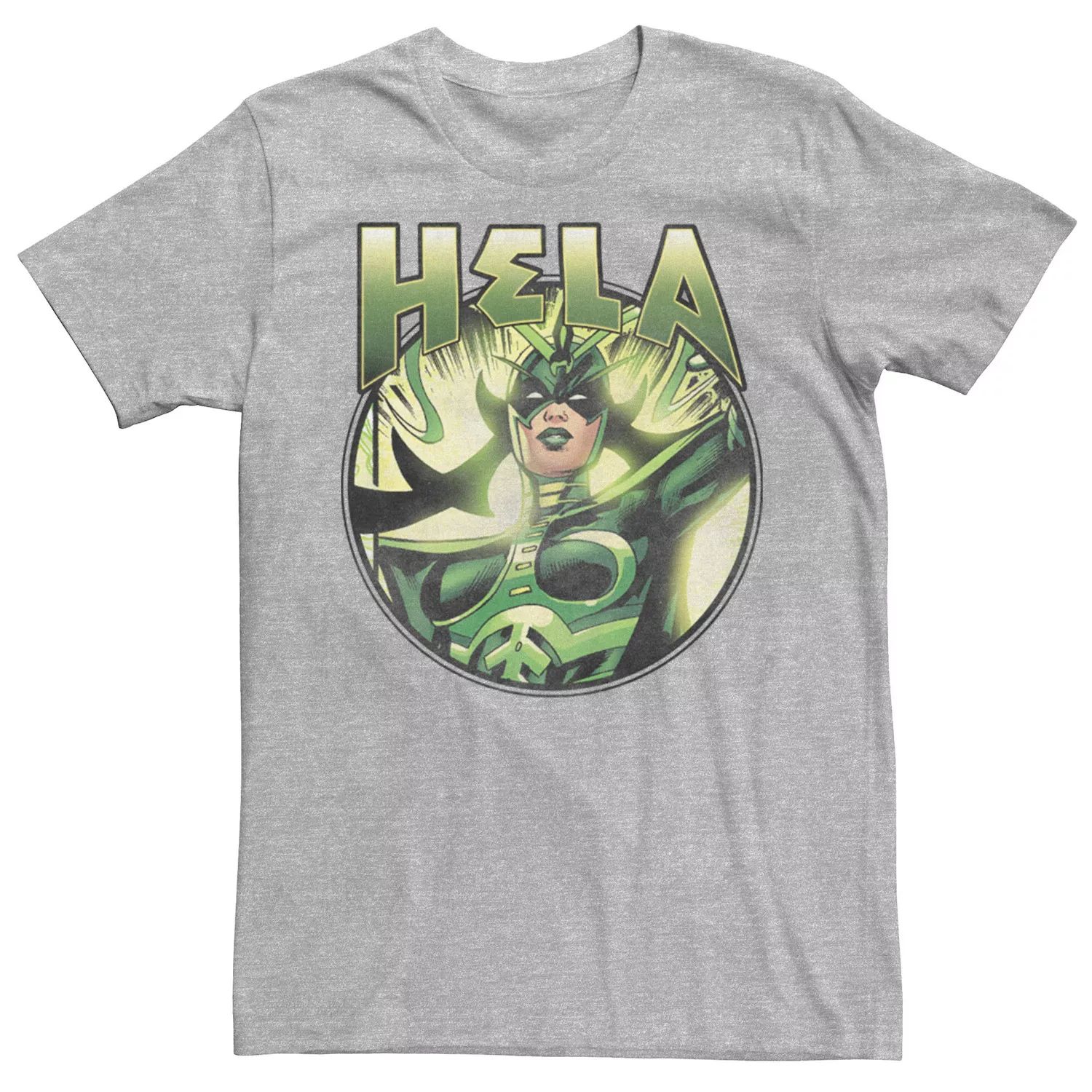 Мужская зеленая круглая футболка Marvel Hela Goddess of Death Licensed Character