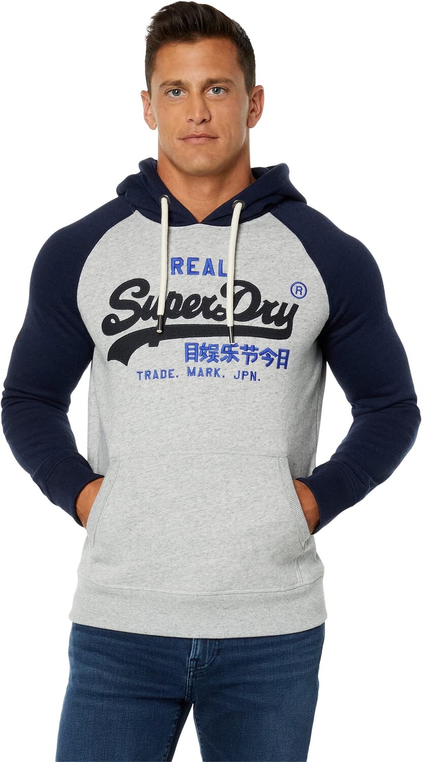 

Толстовка Vintage Logo Heritage с регланами Superdry, цвет Rich Navy Marl/Athletic Grey Marl