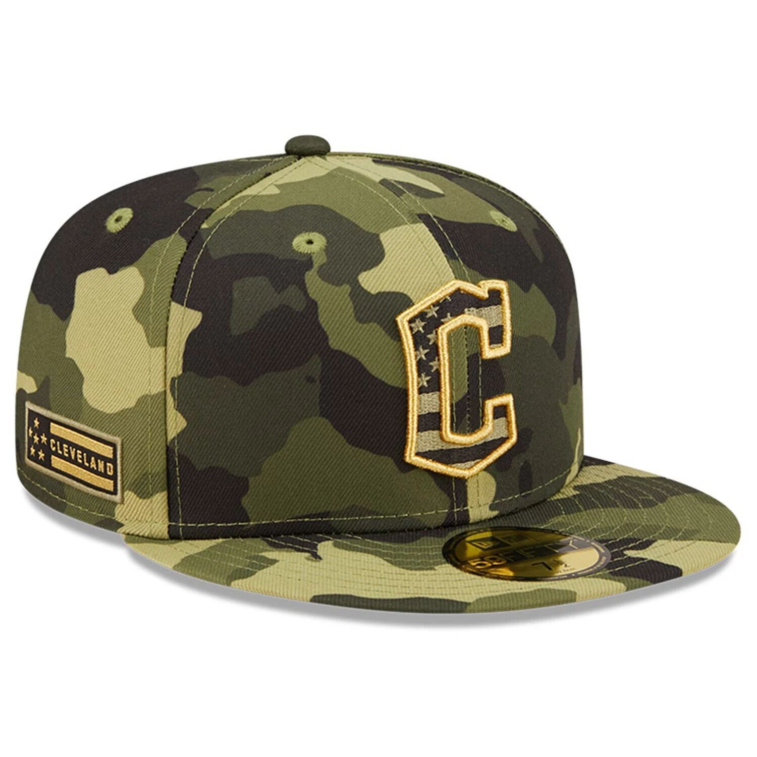 

Мужская камуфляжная кепка New Era Cleveland Guardians 2022, полевая шляпа 59FIFTY в честь Дня вооруженных сил 59FIFTY