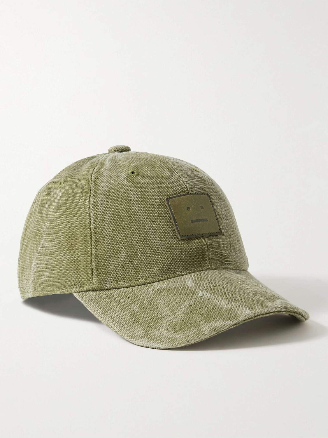

Бейсболка из рваного хлопкового холста с кожаной отделкой ACNE STUDIOS, зеленый