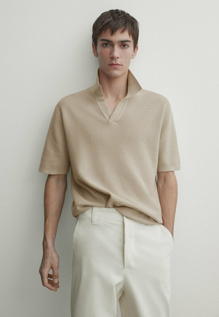 Рубашка-поло SHORT SLEEVES Massimo Dutti, коричневый