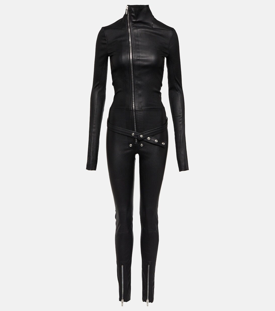 

Комбинезон из кожи и хлопка RICK OWENS, черный
