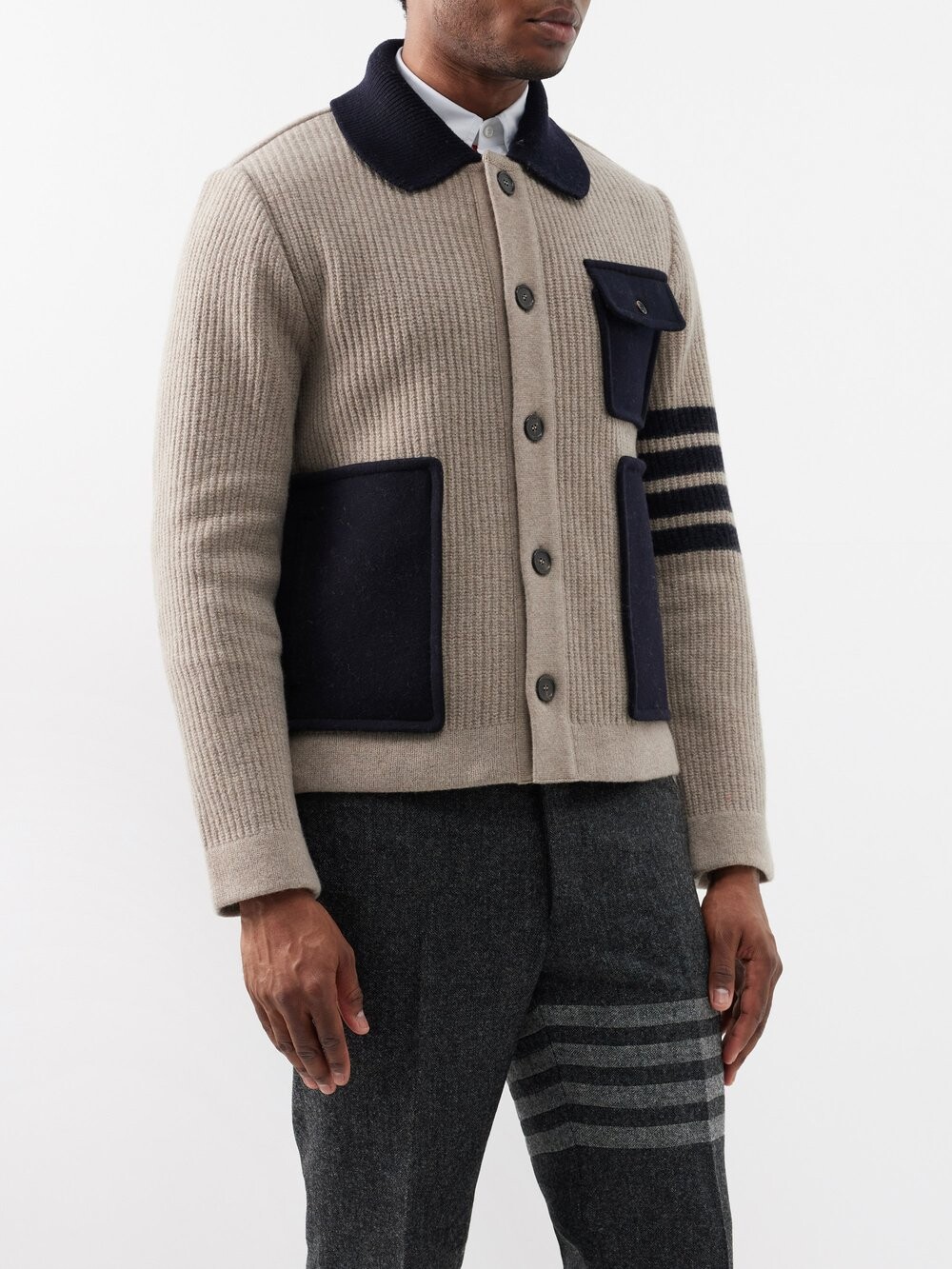 

Шерстяная куртка four-bar Thom Browne, коричневый