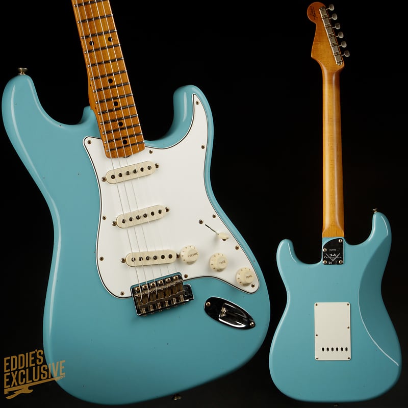 Электрогитара Fender Custom Shop Eddie's Guitars Exclusive Dealer Select Roasted 1963 Stratocaster Journeyman - Cashmere Blue дилер