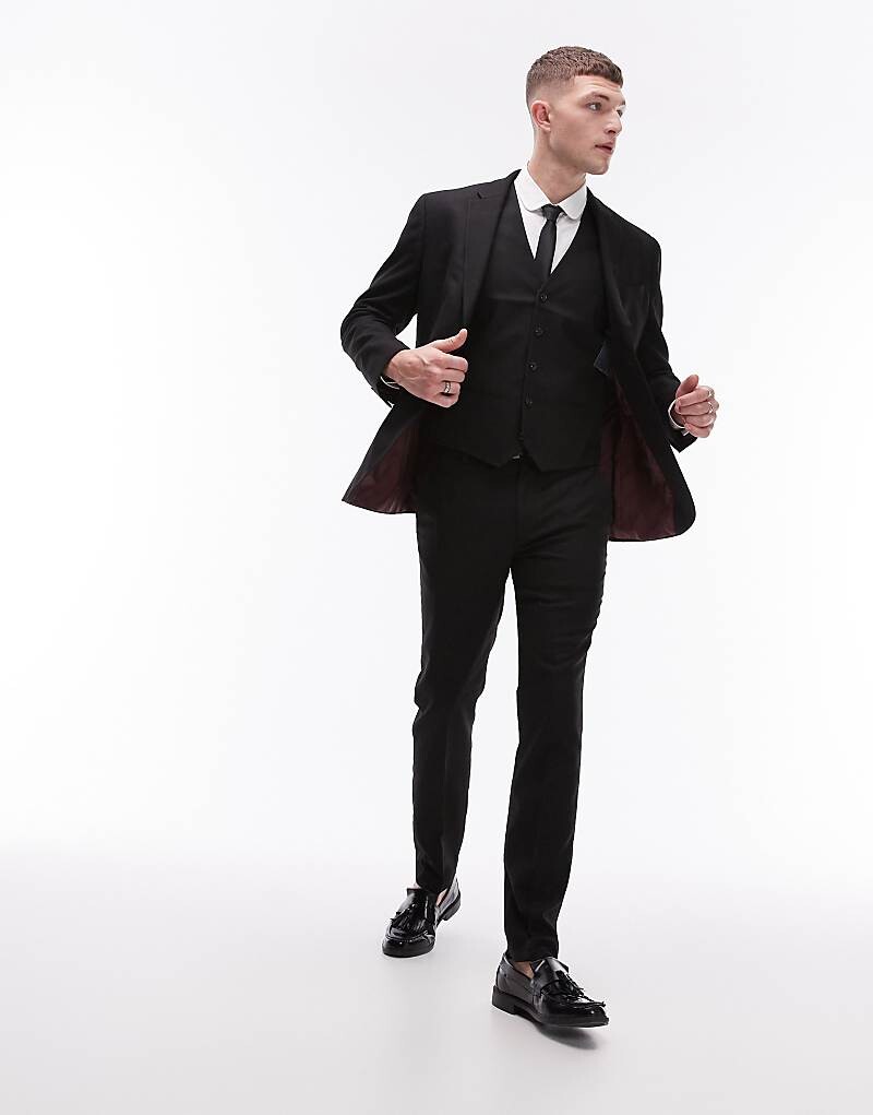 

Topman – черные фактурные брюки узкого кроя