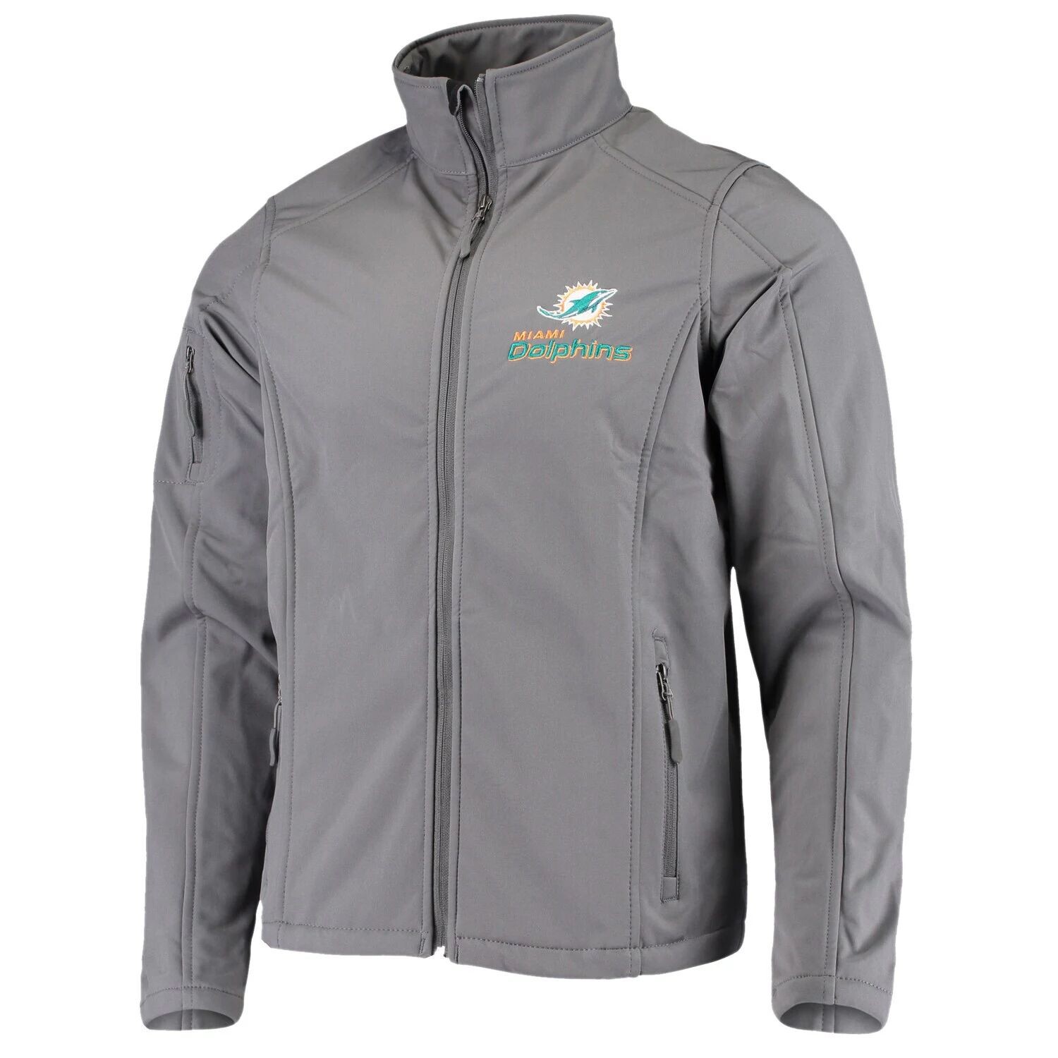 

Мужская темно-серая куртка Dunbrooke Miami Dolphins Sonoma Softshell с молнией во всю длину, Серый