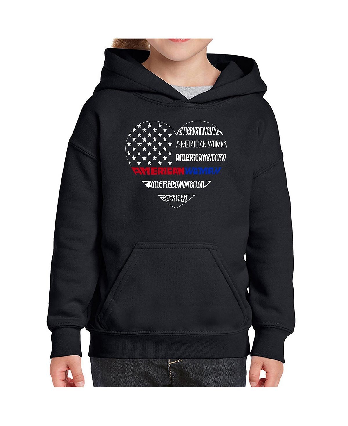 

Толстовка с капюшоном Big Girl's Word Art - American Woman LA Pop Art