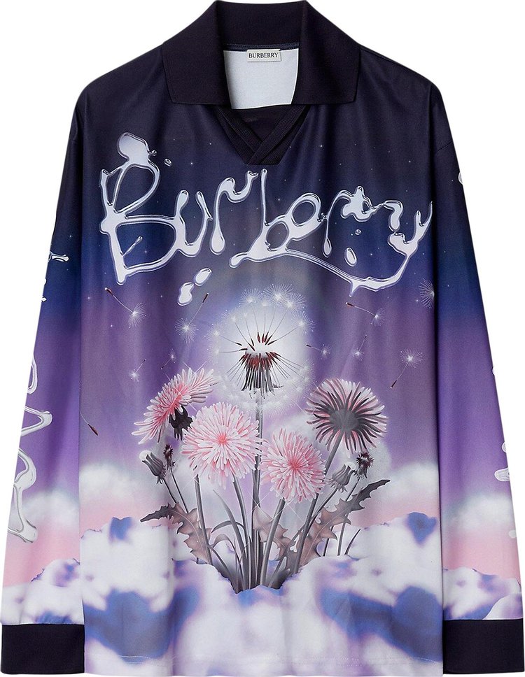 Рубашка Burberry Long-Sleeve Graphic 'Ribbon IP Pattern', фиолетовый