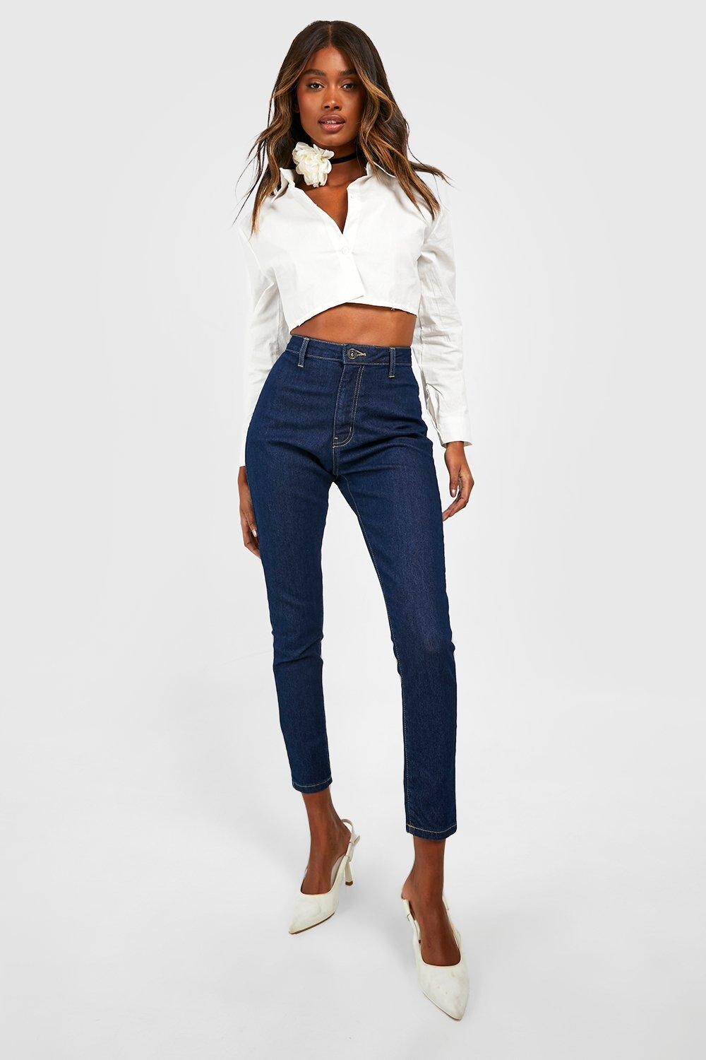 

Джинсы скинни с высокой посадкой basics Boohoo, индиго