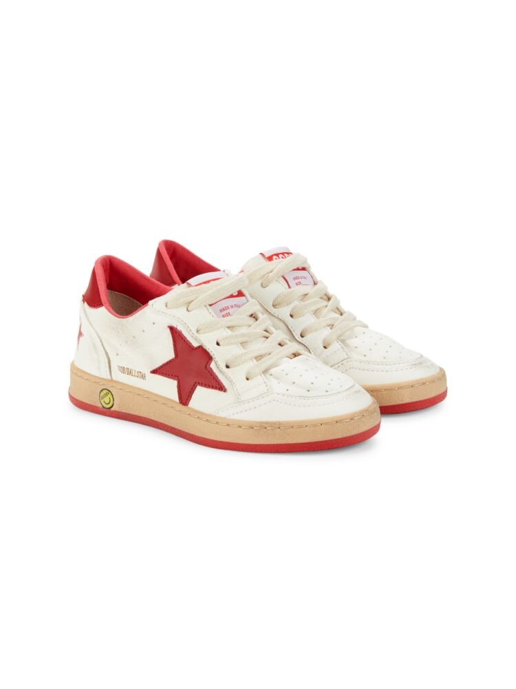 

Детские кожаные кроссовки Star Golden Goose, цвет White Red