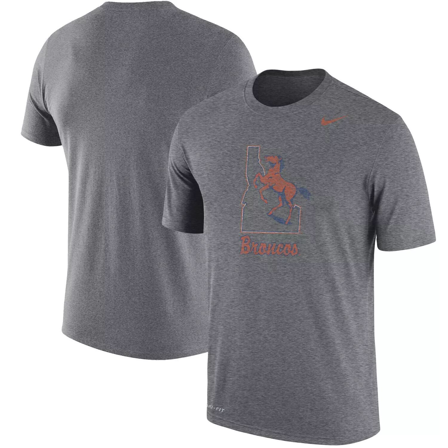 

Мужская серая футболка с логотипом Boise State Broncos Vintage Performance Nike, Серый