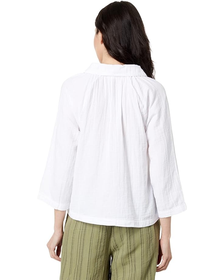 

Блуза Mod-o-doc Double Layer Gauze 3/4 Sleeve Easy-Fit Button-Up Blouse, белый