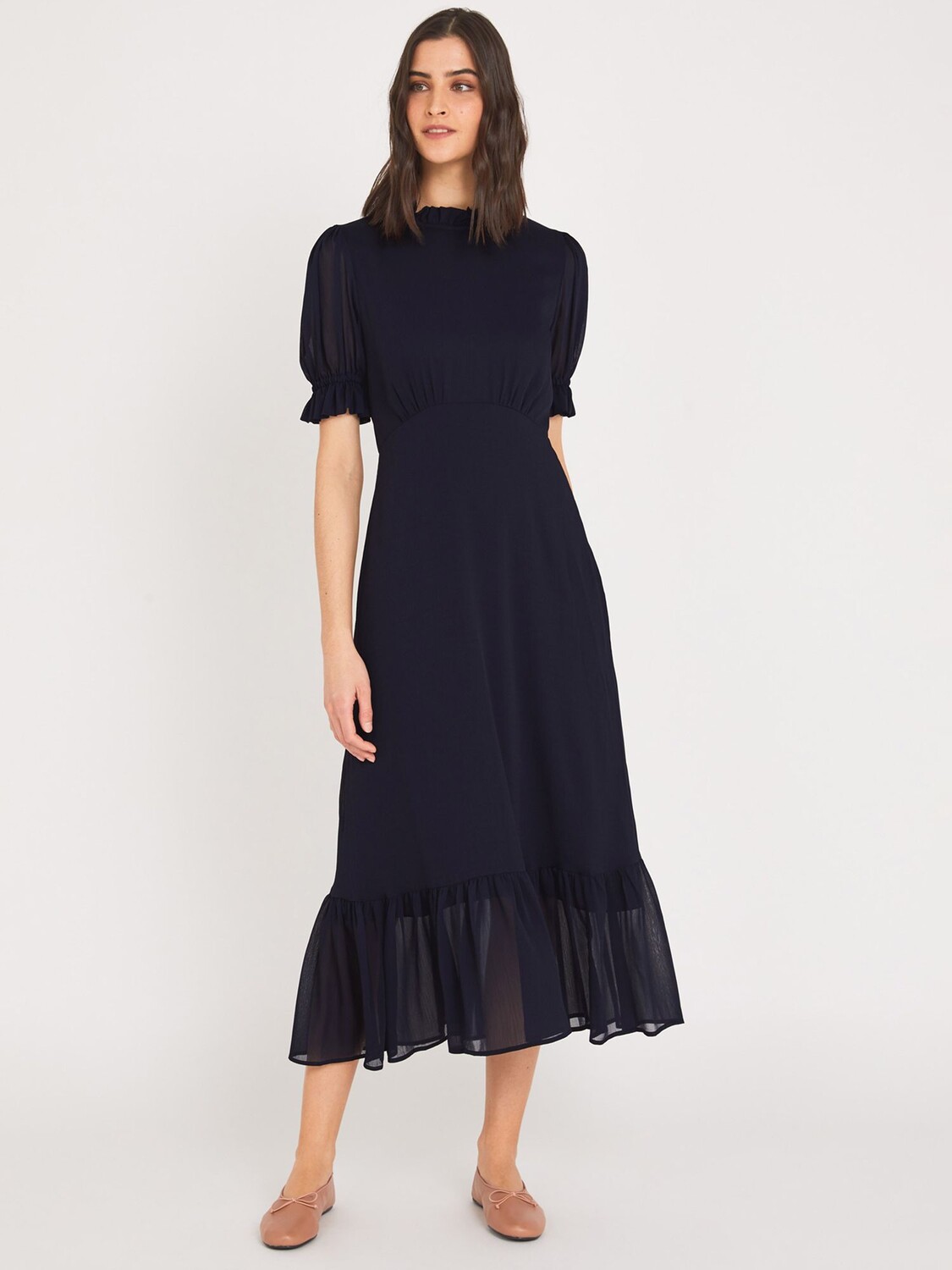 

Шифоновое платье-миди Finery Camille, темно-синий