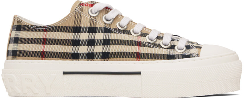 

Бежевые хлопковые кроссовки в клетку Burberry