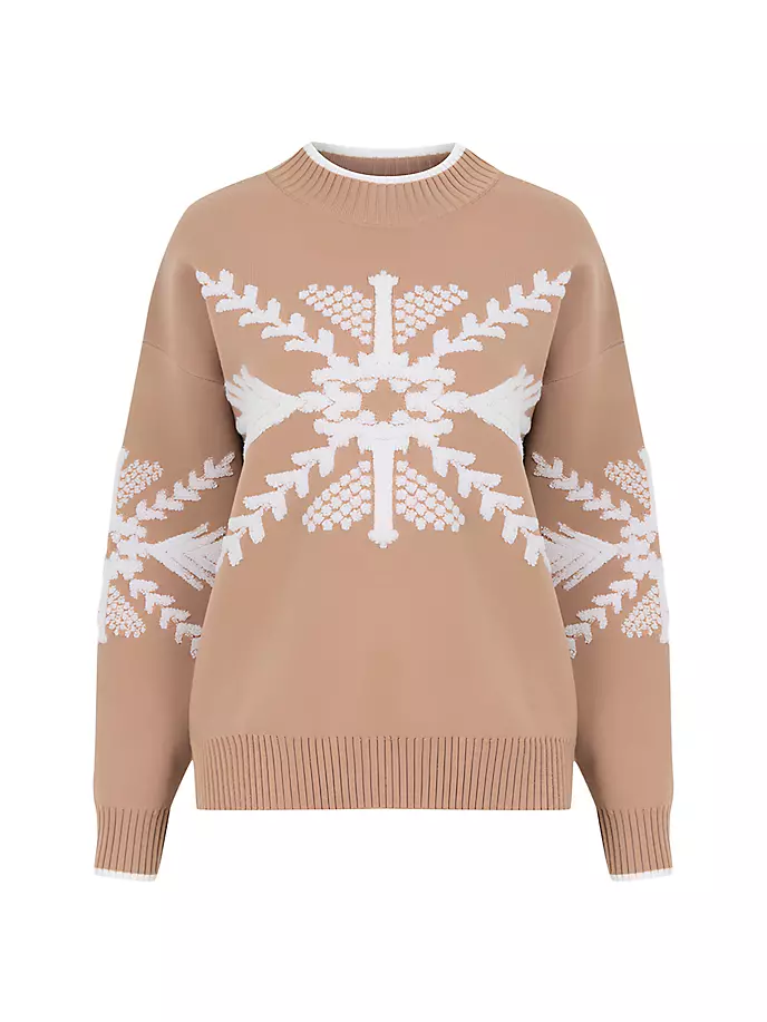 

Шерстяной свитер Hakuba со снежинками Knitss, цвет camel ecru