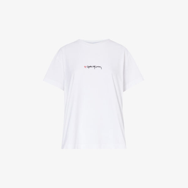 

Футболка из хлопкового джерси с вышитым логотипом Stella Mccartney, белый