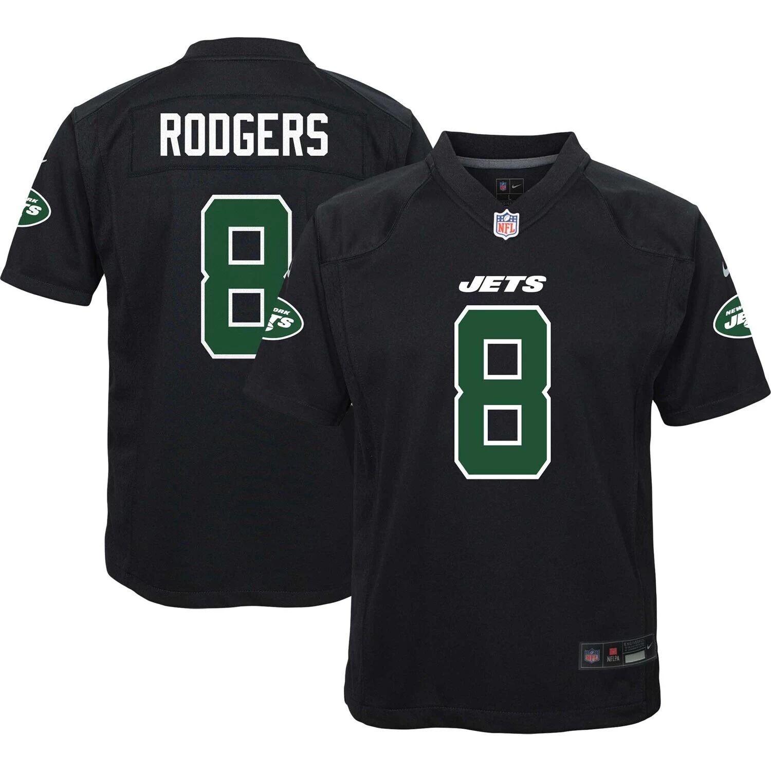 

Молодежная футболка Nike Aaron Rodgers Black New York Jets Fashion Game Джерси Nike