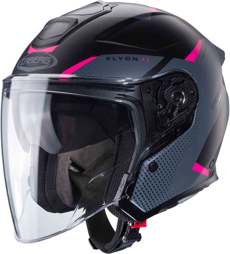 Реактивный шлем Flyon II Boss Caberg, черный матовый/розовый цена и фото